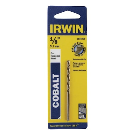 Irwin Irwin 1/8 in. X 2-3/4 in. L Cobalt Alloy Steel Drill Bit Straight Shank 1 pc 3016008